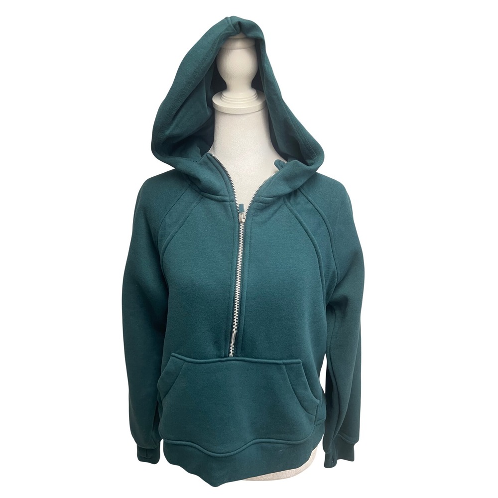 Danskin Hoodie Womens Half Zip Pullover Teal Green Sz S Cropped Athleisure
